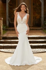 Bridal Dress: Sophia Tolli Bridal Collection - Y12240 - Sexy Crepe Wedding Dress With Sheer Bodice 