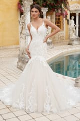 Bridal Dress: Sophia Tolli Bridal Collection - Y12242 - Modern Mermaid Wedding Dress With Sheer Back 