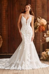 Bridal Dress: Sophia Tolli Bridal Collection - Y22264 - Graphic Beaded Lace Fit And Flare Wedding Gown 