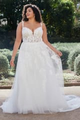 Bridal Dress: Sophia Tolli Bridal Collection - Y3101 - Enchanting A-Line Bridal Gown With Floral Lace 