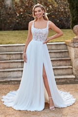 Bridal Dress: Sophia Tolli Bridal Collection - Y3105 - Beach Wedding Dress With Skirt Split 