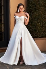 Bridal Dress: Sophia Tolli Bridal Collection - Y3108 - Pearl Mikado Ball Gown With Sexy Skirt Split 