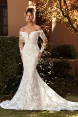 Bridal Dress: Sophia Tolli Bridal Collection - Y3114 - Long Sleeve Wedding Dress With Graphic Lace 