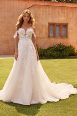Bridal Dress: Sophia Tolli Bridal Collection - Y3120 - Romantic Lace Wedding Dress With A-Line Skirt 