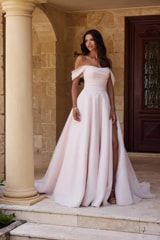 Bridal Dress: Sophia Tolli Bridal Collection - Y3125 - Off-Shoulder Princess Wedding Dress With Pockets 