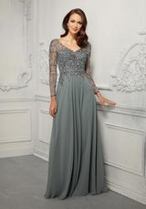Evening Dress: Mori Lee Collection: 72403 - A-Line Evening Gown with Crystal Beaded Net and Chiffon 