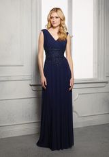 Evening Dress: Mori Lee Collection: 72414 - A-Line Beaded Embroidered Evening Gown with Cowl Back 