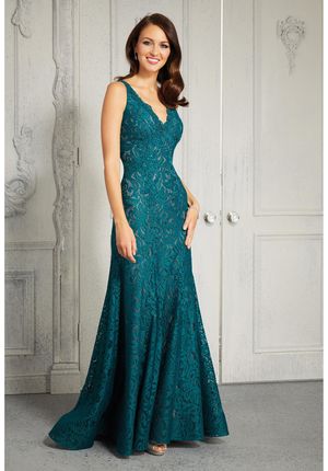  Dress - Mori Lee Collection: 72416 - Fit and Flare Beaded Lace V-Neck Evening Gown | MoriLee Evening Gown