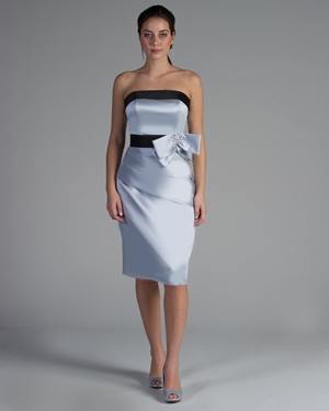 Bridesmaid Dress - Nite Time Collection: NT-76 - Shown in #65/ Black Lamour satin - knee length - Available in full length as style NT-81 | NiteTime Bridesmaids Gown