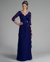 Evening Dress: Tutto Bene Collection: 22201 - Shown in Cobalt lace and chiffon 