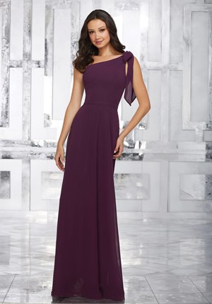 Special Occasion Dress - Mori Lee BRIDESMAIDS FALL 2017 Collection: 21539 - One Shoulder Chiffon Bridesmaids Dress with Removable Shoulder Bow | MoriLee Prom Gown