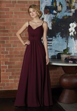 Evening Dress: Mori Lee BRIDESMAIDS FALL 2018 Collection: 21592 - V-Neck Chiffon Bridesmaid Dress with Twist Front Bodice 