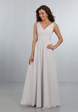 Evening Dress: Mori Lee BRIDESMAIDS SPRING 2018 Collection: 21553 - Chiffon Bridesmaids Dress with V-Neckline and V-Back 