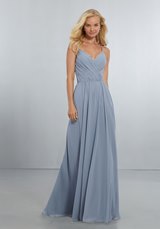 Evening Dress: Mori Lee BRIDESMAIDS SPRING 2018 Collection: 21556 - Chiffon Bridesmaids Dress with Draped V-Neck Bodice and Keyhole Back 
