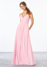 Evening Dress: Mori Lee Bridesmaids Spring 2020 Collection: 21658 - Chiffon Bridesmaid Dress with Keyhole Back 