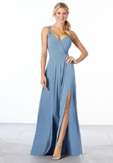 Evening Dress: Mori Lee Bridesmaids Spring 2020 Collection: 21661 - Surplice Bodice Chiffon Bridesmaid Dress 