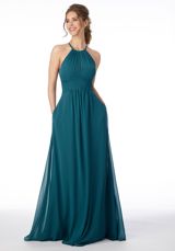 Evening Dress: Mori Lee Bridesmaids FALL 2020 Collection: 21695 - High Neck Keyhole Back Bridesmaid Dress 