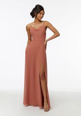 Evening Dress: Mori Lee Bridesmaids Collection: 21732 - Cowl Neck Chiffon Bridesmaid Dress with Front Slit 