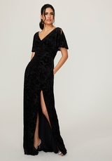 Evening Dress: Morilee Bridesmaids Collection: 21790 - Split Sleeve Floral Velvet Bridesmaid Dress 