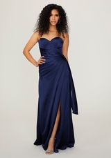 Evening Dress: Morilee Bridesmaids Collection: 21791 - Wrap Skirt Silky Satin Bridesmaid Dress 