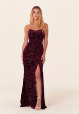 Evening Dress: Morilee Bridesmaids Collection: 21828 - Strapless Floral Velvet Bridesmaid Dress 