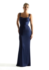 Evening Dress: Morilee Bridesmaids Collection: 21850 - Luxe Satin Sheath Bridesmaid Dress with Chiffon Sash 