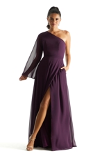 Evening Dress: Morilee Bridesmaids Collection: 21854 - One Shoulder Long Sleeve Bridesmaid Dress 