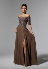 Evening Dress: Mori Lee Collection: 72907 - Off The Shoulder Beaded Embroidered Chiffon Evening Gown 