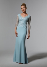 MOB Dress: Mori Lee Collection: 72916 - Stretch Crepe Sheath Evening Gown with Crystal Beading 