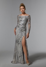 MOB Dress: Mori Lee Collection: 72938 - Off The Shoulder Sequin Embroidered Evening Gown 
