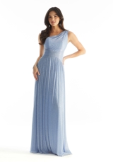 Evening Dress: Morilee Bridesmaids Collection: 31240 - One Shoulder Pleated Shimmer Bridesmaid Dress with Asymmetric Waist 