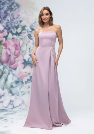  Dress - Morilee Bridesmaids Collection: 3030014 - Strapless Straight Neck Satin Bridesmaid Dress with Detachable Watteau Back | MoriLee Evening Gown
