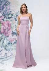 Evening Dress: Morilee Bridesmaids Collection: 3030014 - Strapless Straight Neck Satin Bridesmaid Dress with Detachable Watteau Back 