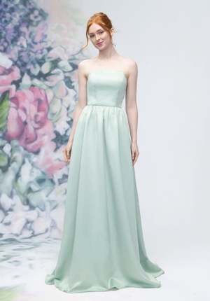  Dress - Morilee Bridesmaids Collection: 3030019 - Scallop Edged Strapless Satin A-Line Bridesmaid Dress | MoriLee Evening Gown