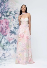 Evening Dress: Morilee Bridesmaids Collection: 3030023 - Draped Sweetheart Floral Printed Bridesmaid Dress with Detachable Rosette and Scarf 