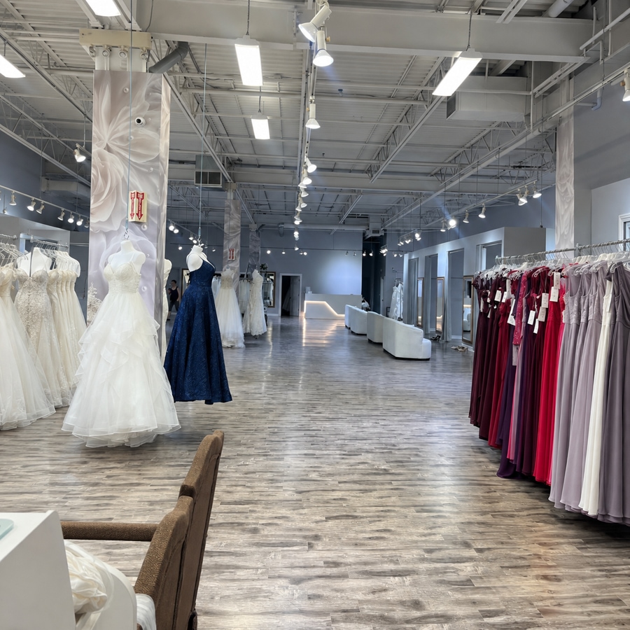 Bridal fitting room with mirrors and seating at Best for Bride